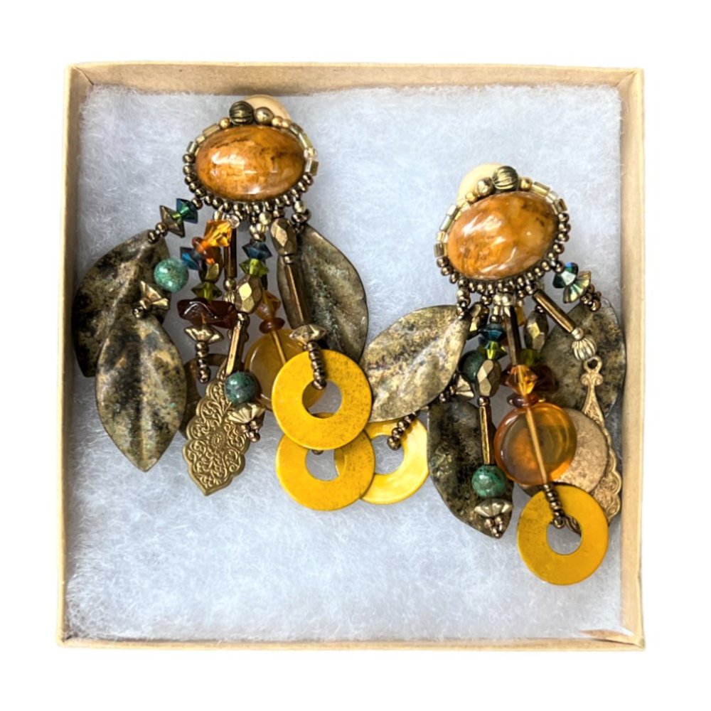 Vintage Clip-On Dangle Charm Earrings